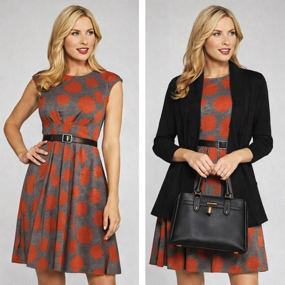 Maggy London Dresses & Skirts - Maggy London Charcoal Dress with Dots